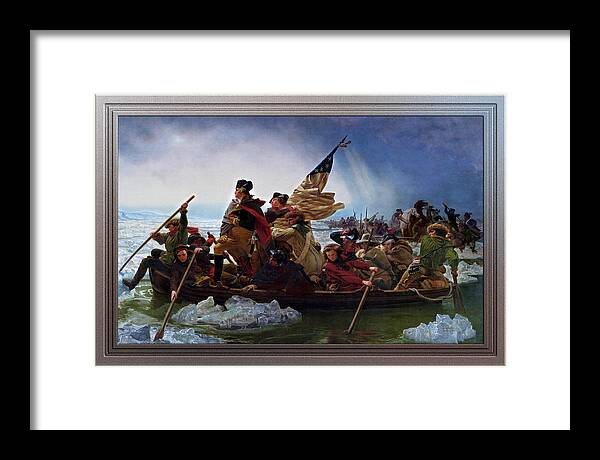 Washington Crossing The Delaware Framed Print featuring the painting Washington Crossing the Delaware by Emanuel Leutze by Rolando Burbon