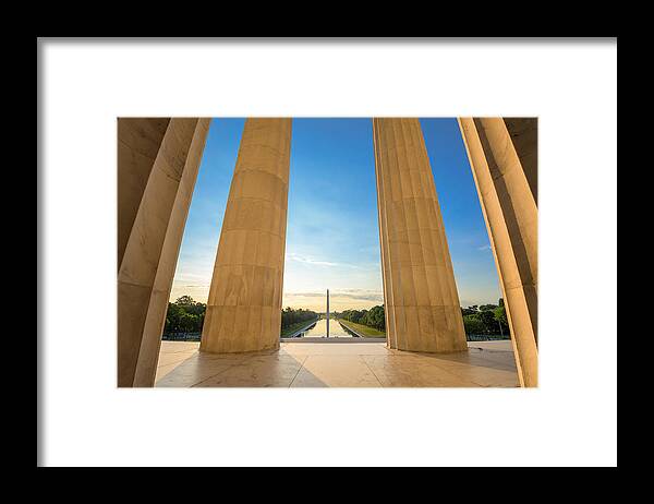 Cityscape Framed Print featuring the photograph Washington Dc At The Reflecting Pool by Sean Pavone
