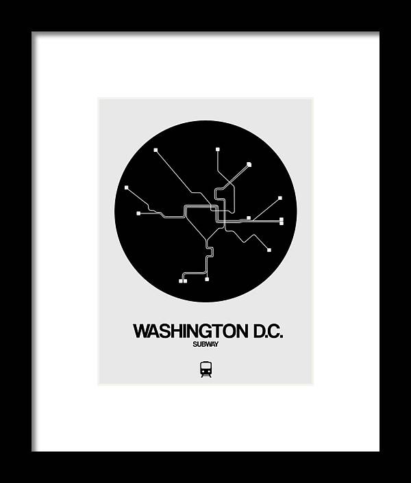 Washington D.c. Framed Print featuring the digital art Washington D.C. Black Subway Map by Naxart Studio