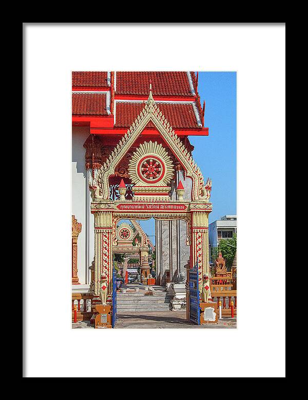 Thailand Framed Print featuring the photograph Wat Liab Ubosot Gateway DTHU039 by Gerry Gantt