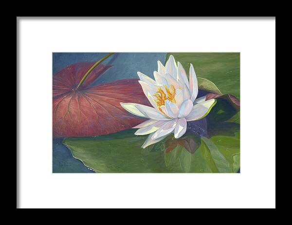 Waterlily Framed Print featuring the painting Water Beauty by Lucie Bilodeau