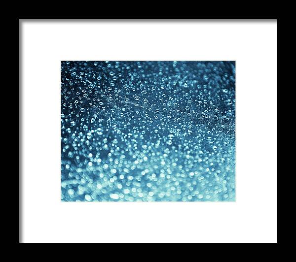 Sparse Framed Print featuring the photograph Water Drops On Texture Surface by Debibishop