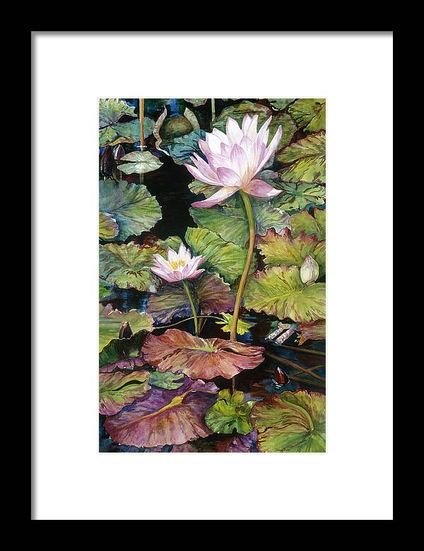Water Lilies Framed Print featuring the painting Water Lilies by Joanne Porter