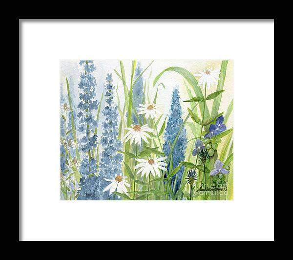 Flowers Framed Print featuring the painting Watercolor Blue Flowers by Laurie Rohner