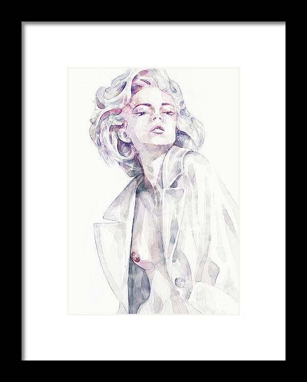 54ka Framed Print featuring the painting Watercolor Girl Portrait Drawing by Dimitar Hristov