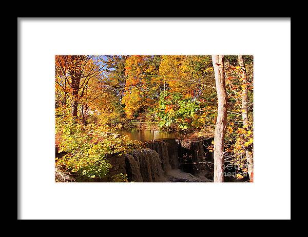 Maine Framed Print featuring the photograph Waterfall in Autumn by Lennie Malvone