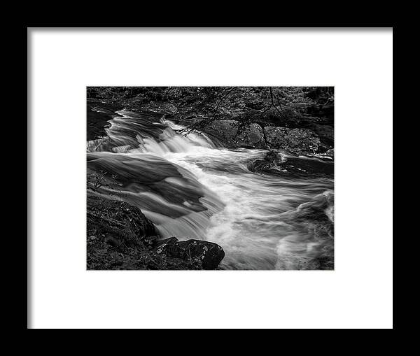 Black And White Framed Print featuring the photograph Waterfalls at Ricketts Glenn by Louis Dallara