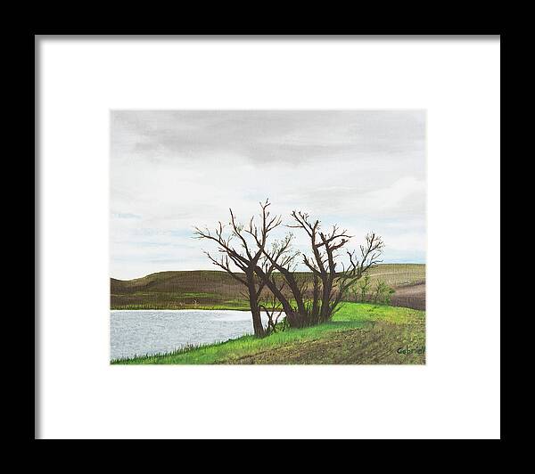 Trees Framed Print featuring the painting Watering Hole by Gabrielle Munoz