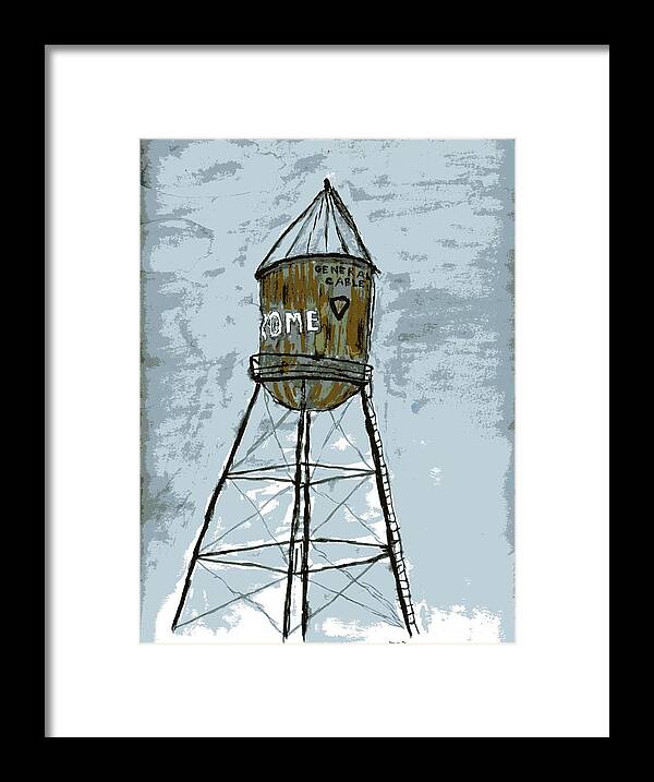Water Tower Framed Print featuring the painting Watertower by Branwen Drew
