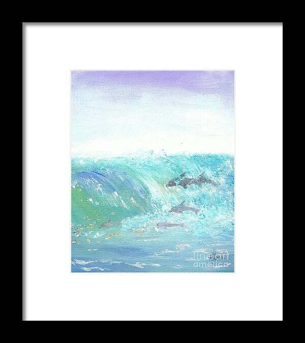 Wave Front Framed Print featuring the painting Wave Front by Karen Jane Jones