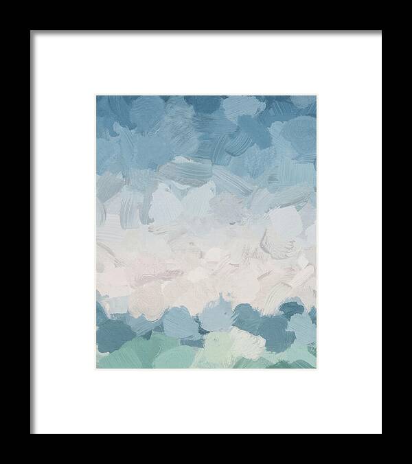 Mint Blue Aqua Sky Framed Print featuring the painting Waves on the Horizon by Rachel Elise