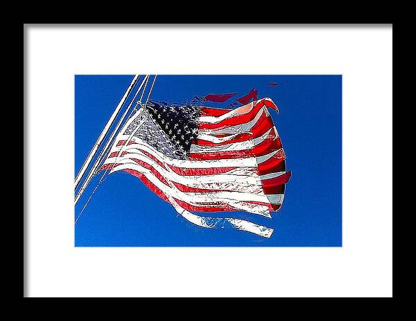 American Flag Framed Print featuring the mixed media We will Always Remember our Heros by George Garcia