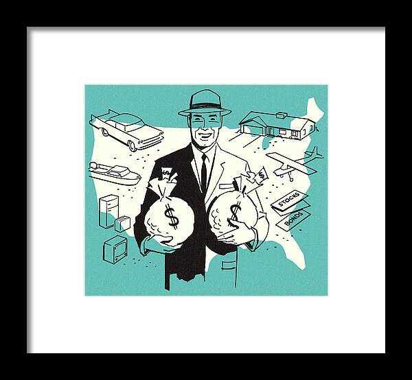 Activity Framed Print featuring the drawing Wealthy Man by CSA Images