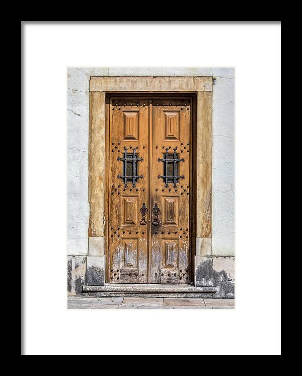 Door Framed Print featuring the photograph Weathered Brown Door of Portugal by David Letts