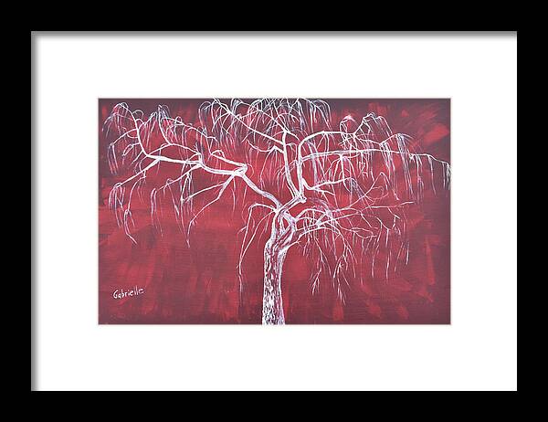 Red Framed Print featuring the painting Weeping Red by Gabrielle Munoz