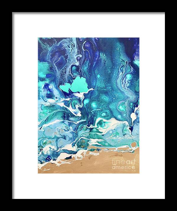 Ocean Framed Print featuring the painting Well kept memories by Monica Elena