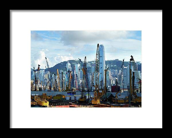 Working Framed Print featuring the photograph West Kowloon Under Construction In Hong by Samxmeg