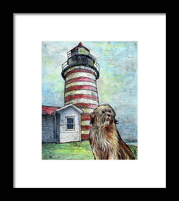 West Quoddy Head Framed Print featuring the mixed media West Quoddy Head by AnneMarie Welsh