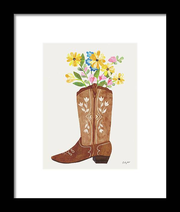 Blue Framed Print featuring the painting Western Cowgirl Boot Vi by Courtney Prahl