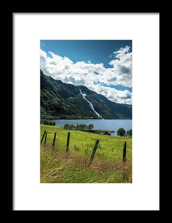 Tranquility Framed Print featuring the photograph Western Norway - Langfossen by Tore Thiis Fjeld