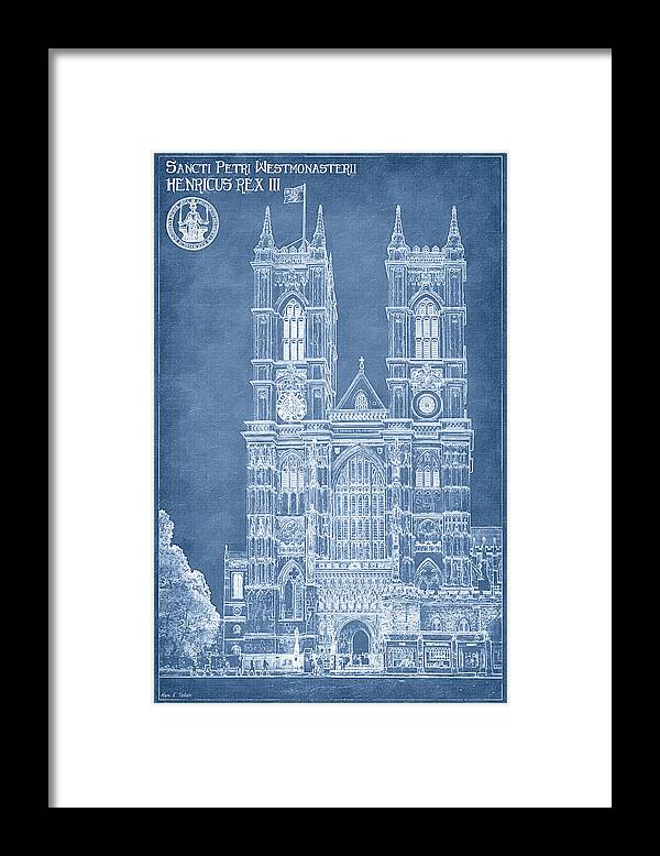 Westminster Abbey Framed Print featuring the digital art Westminster Abbey Foundations - Blueprint For A Legacy by Mark Tisdale
