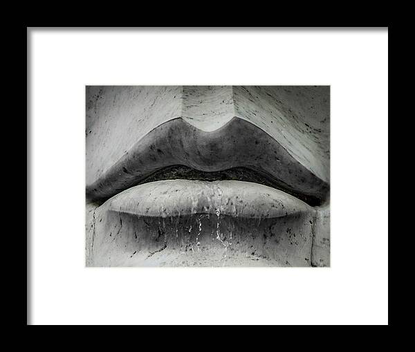 Statue Framed Print featuring the photograph Wet Lips by Lora J Wilson