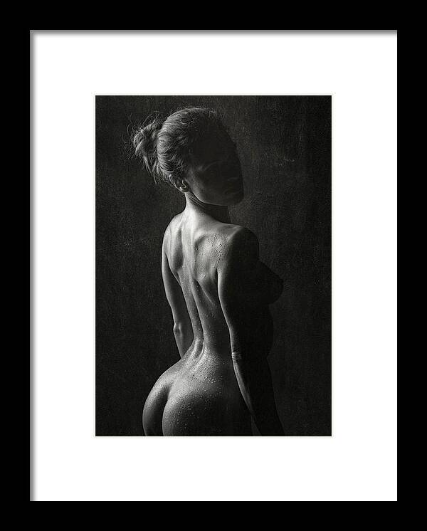 Fine Art Nude Framed Print featuring the photograph Wet by Luc Stalmans