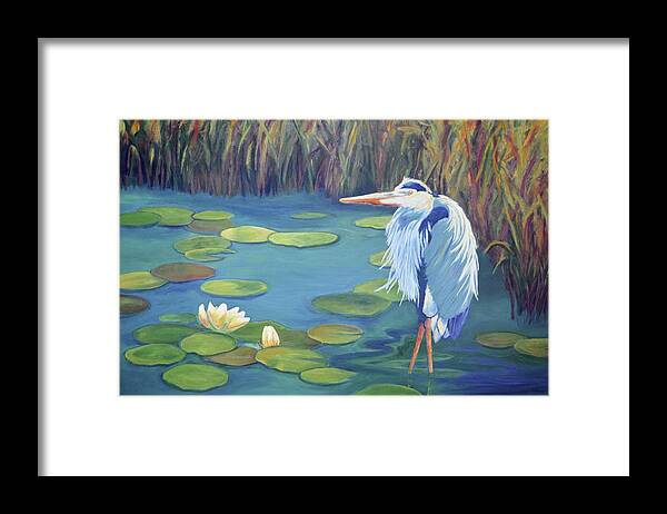 Bird Framed Print featuring the painting Wetlands Wader by Nancy Jolley