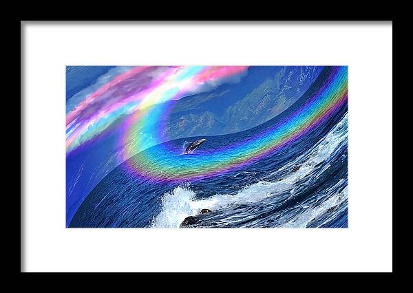 Whale Framed Print featuring the digital art Whale Waterfall With Extra Watery Water by Bill King