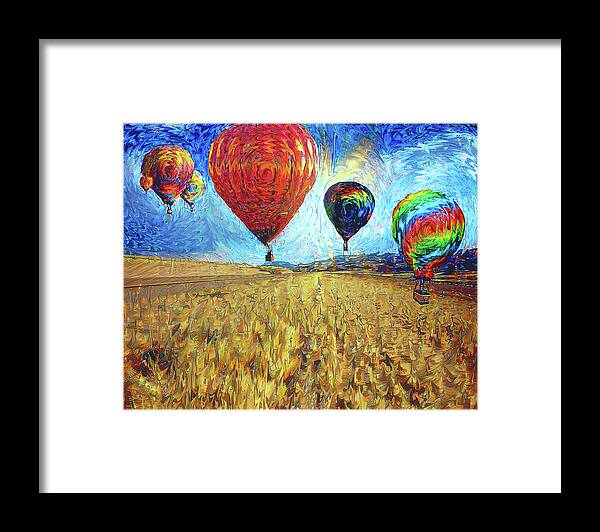 Balloon Framed Print featuring the digital art When the sky blooms by Alex Mir