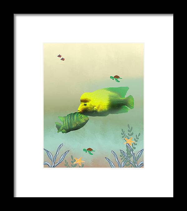 Fish Framed Print featuring the mixed media Whimsical Fish by Rosalie Scanlon