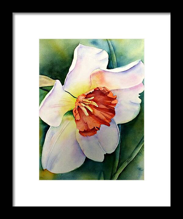 Flower Framed Print featuring the painting White Beauty by Beth Fontenot