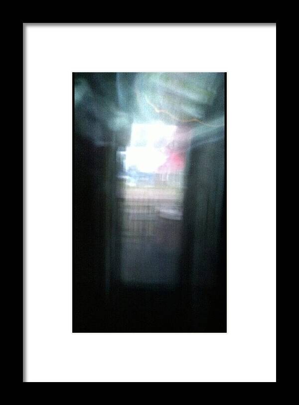 Ghost Framed Print featuring the photograph White Front Door Real Ghost Spirit Paranormal Supernatural Haunting by Delynn Addams