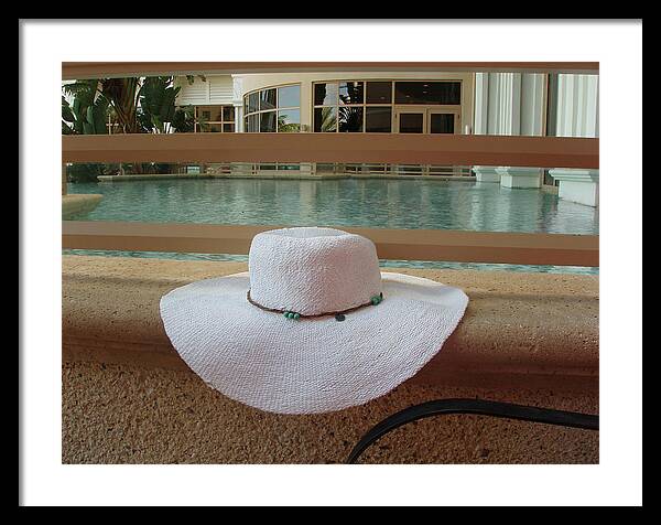 White Hat Framed Print featuring the photograph White Hat at the Pool by Dan Podsobinski
