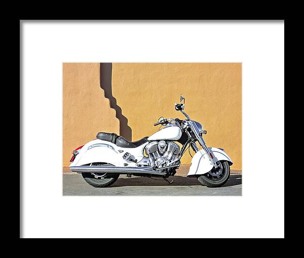 Motorcycle Framed Print featuring the photograph White Indian Motorcycle by Britt Runyon