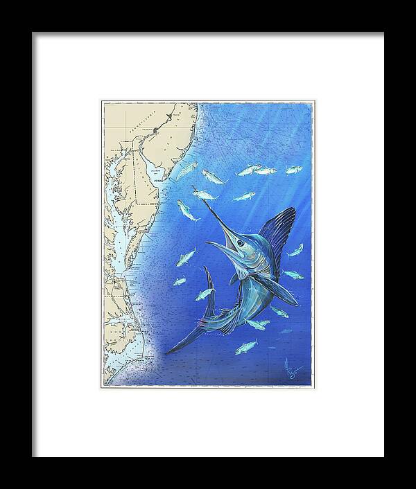 White Marlin Framed Print featuring the painting White Marlin Chart by Mark Ray