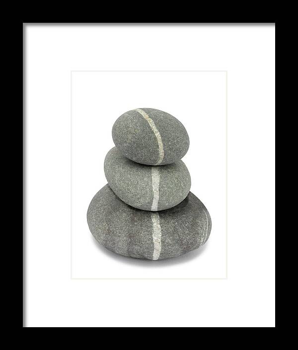 Tranquility Framed Print featuring the photograph White Quartz Veins In Pebbles Link by Rosemary Calvert