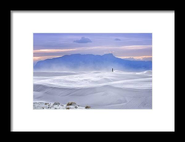 Silhouette Framed Print featuring the photograph White Sand Sunset by Larry Deng