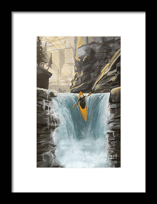 Kayak Framed Print featuring the painting White water kayaking by Sassan Filsoof