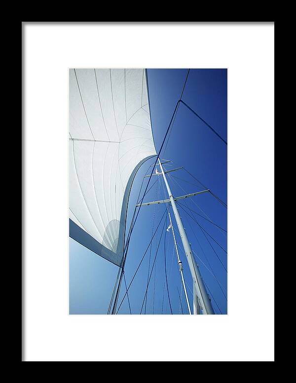 Cairns Framed Print featuring the photograph White Yacht Sail Against Blue Sky by John White Photos