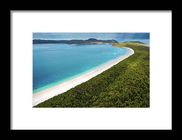Sailboat Framed Print featuring the photograph Whitehaven Beach by Kieran Stone