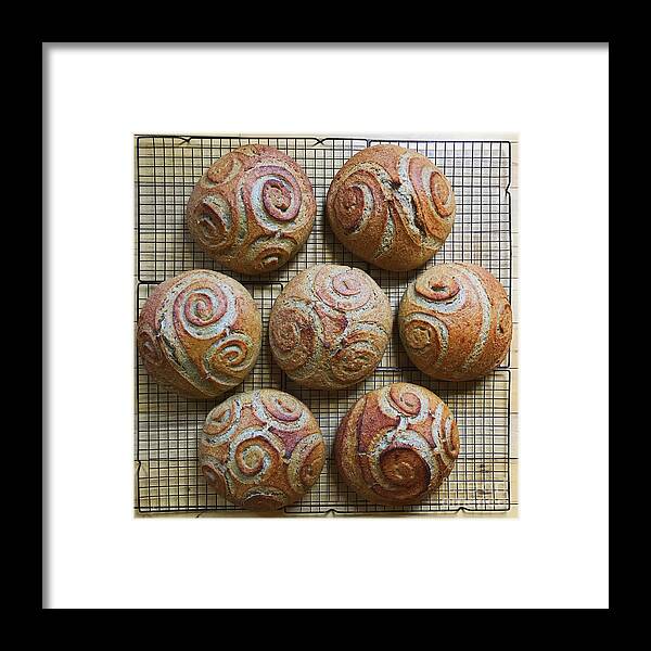Bread Framed Print featuring the photograph Whole White Wheat, Flax and Rye Sourdough x 7 by Amy E Fraser