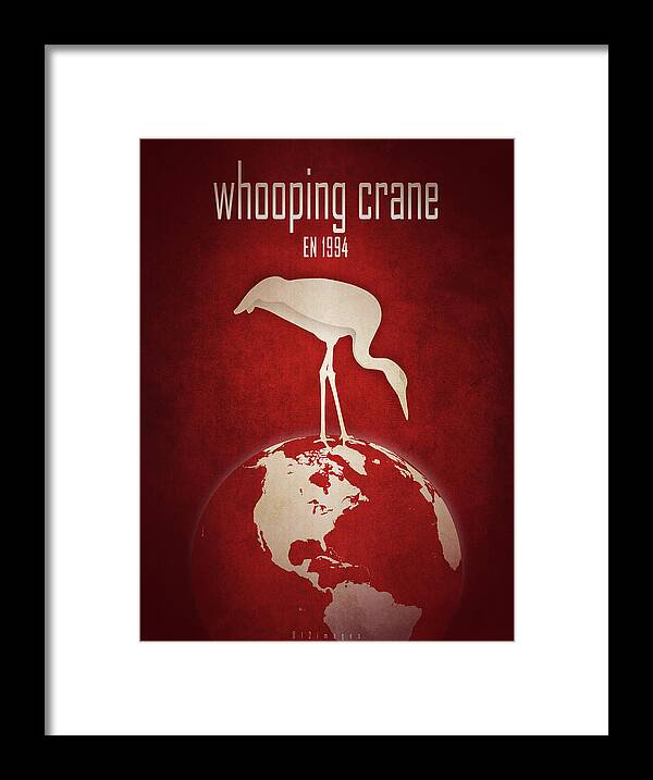 Crane Framed Print featuring the digital art Whooping crane by Moira Risen
