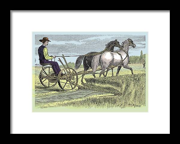 Farm Framed Print featuring the painting Wide Cutting Range of Buckeye Mower by Marv W. Cramer