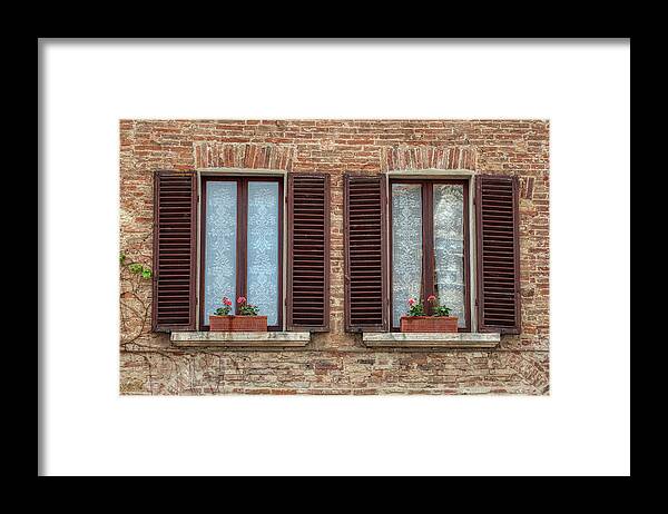 Tuscany Framed Print featuring the photograph Window Flowers of Tuscany by David Letts