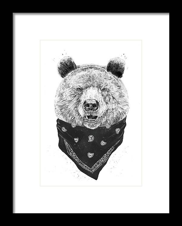 Bear Framed Print featuring the mixed media Wild bear by Balazs Solti