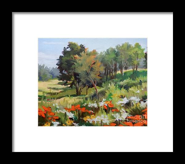 Landscape Framed Print featuring the painting Wildflower Meadow by K M Pawelec