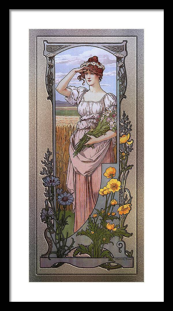 Wildflowers Framed Print featuring the painting Wildflowers by Elisabeth Sonrel by Rolando Burbon