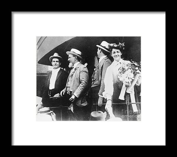 Democracy Framed Print featuring the photograph William Jennings Bryan, Wife On Train by Bettmann
