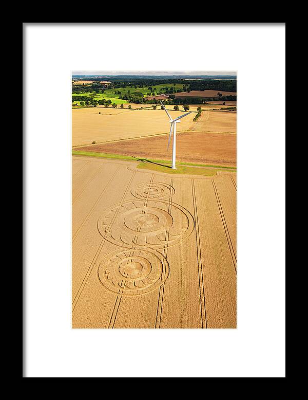 Wiltshire Crop Circle Wind Farm England Wheat Framed Print featuring the photograph Wind Farm by Robert Kittila